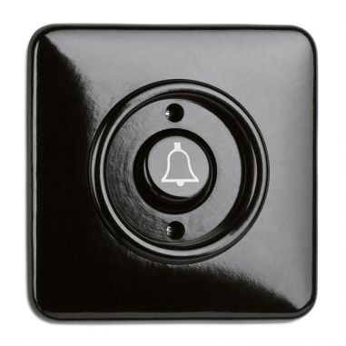 BOTAO PRESSAO C/ SIMBOLO CAMPAINHA BAKELITE PRETO QUAD