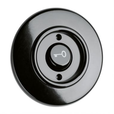 BOTAO PRESSÃO C/ SIMBOLO CHAVE BAKELITE PRETO