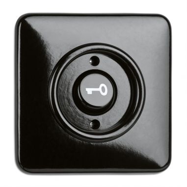 BOTAO PRESSAO C/ SIMBOLO CHAVE BAKELITE PRETO QUAD