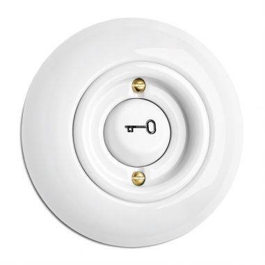 BOTAO PRESSÃO C/ SIMBOLO CHAVE PORCELANA BRANCO