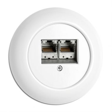 TOMADA DUPLA RJ45 CAT.6 PORCELANA BRANCA